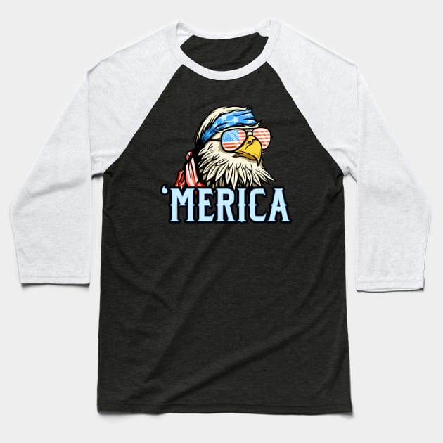 Patriotic Bald Eagle Merica Shirt Baseball T-Shirt by MerchFrontier